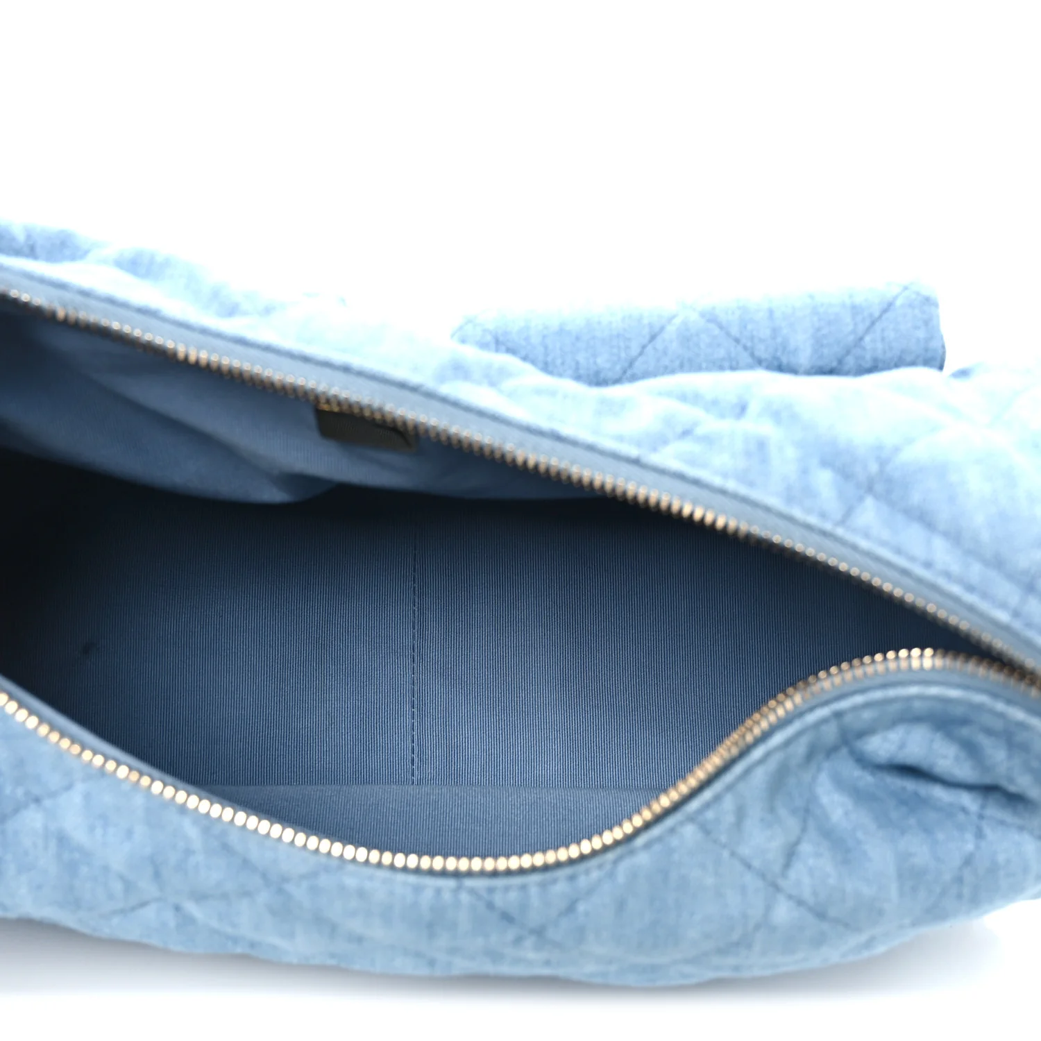 Washed Denim Quilted Large Trendy Pockets Hobo Blue - Top Club