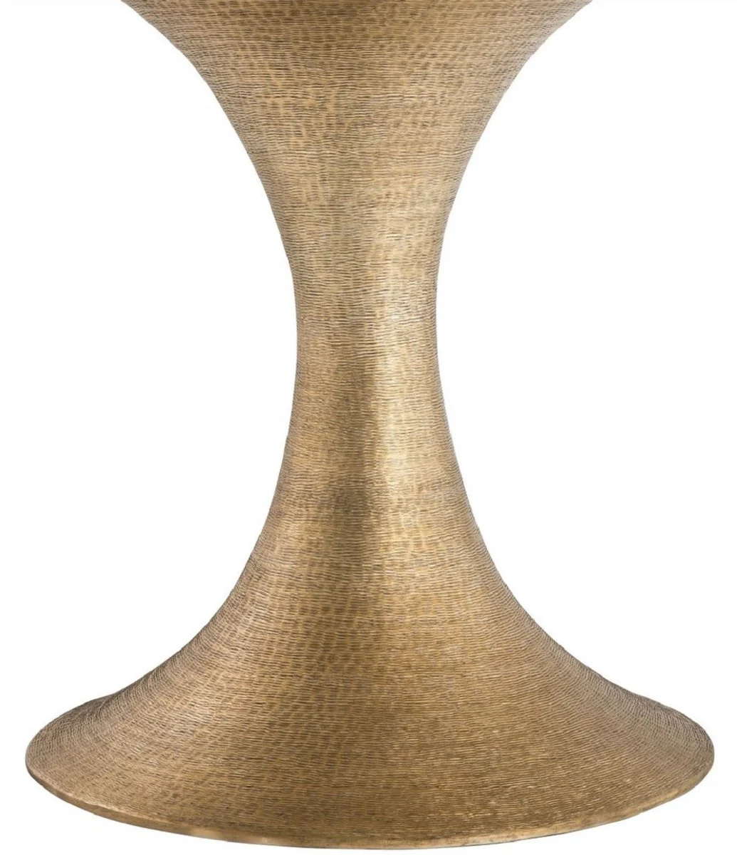 Luxury dining table natural color / brass Ø 140 x H. 76 cm - Round kitchen table - Luxury dining room furniture