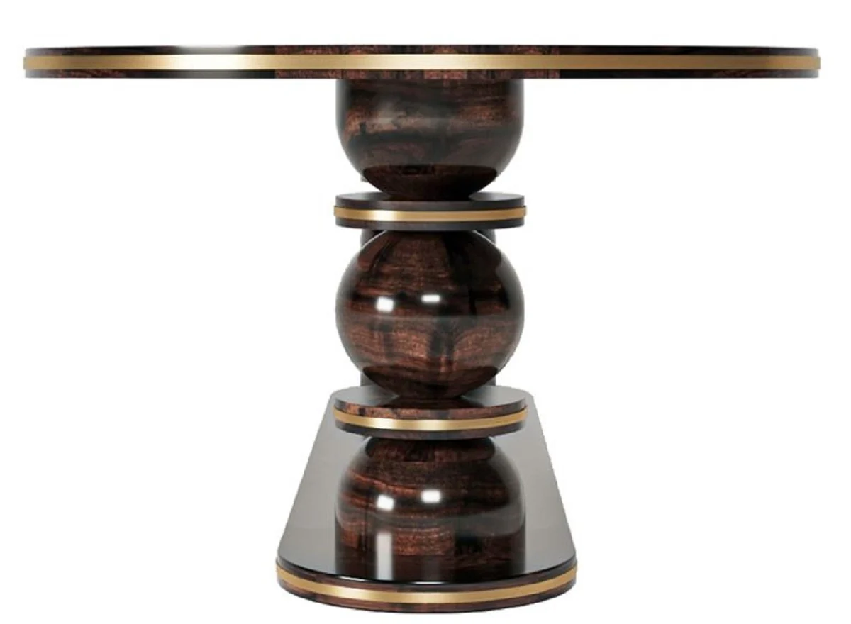 Luxury dining table dark brown / brass 240 x 110 x H. 76 cm - Oval solid wood dining room table - Dining room furniture - Luxury furniture
