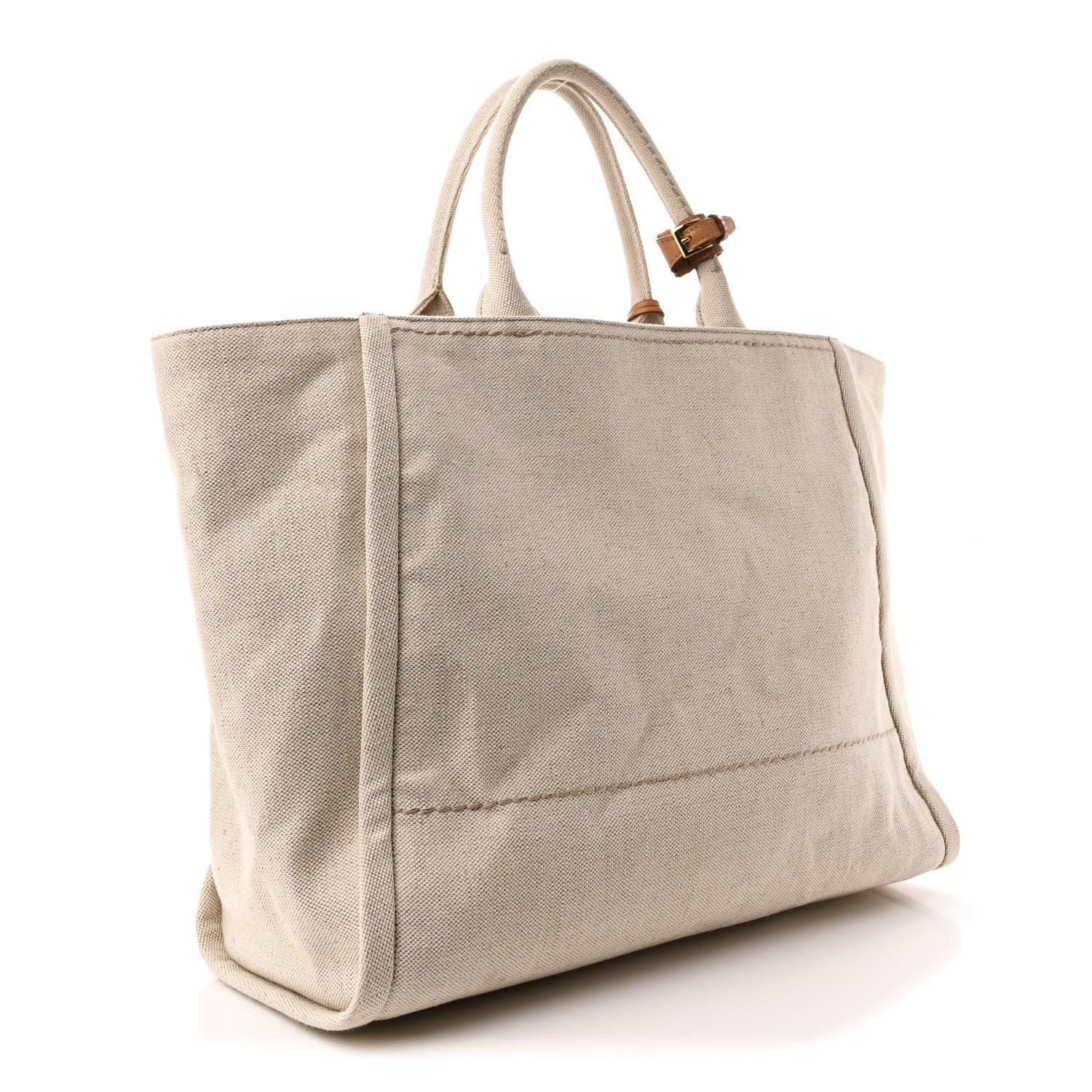 Linen Vitello Large Logo Tote Natural - Top Club