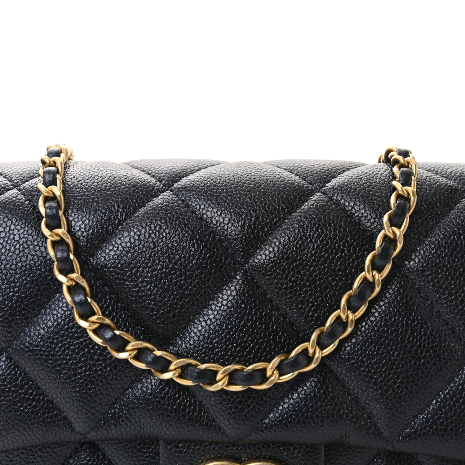 Iridescent Caviar Quilted Mini My Perfect Flap Black - Top Club