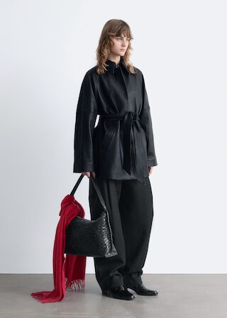 & Other Stories TIE-BELT LEATHER COAT