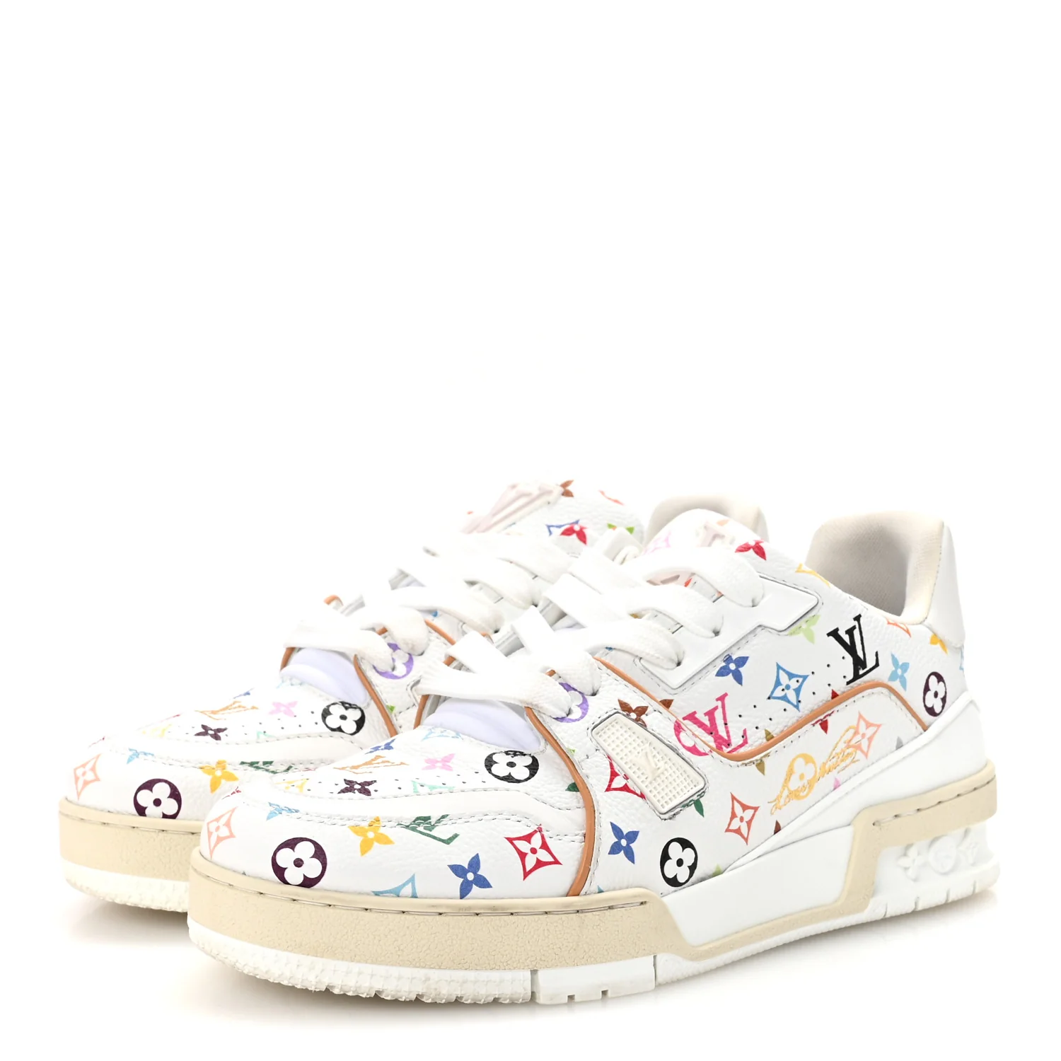LV X TM Calfskin Monogram Multicolor Womens LV Trainer Sneakers 37.5 White - Top Club