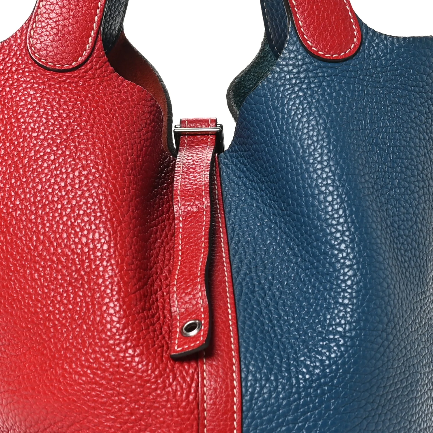 Taurillon Clemence Picotin Lock 22 MM Rouge Casaque Bleu Thalassa - Top Club