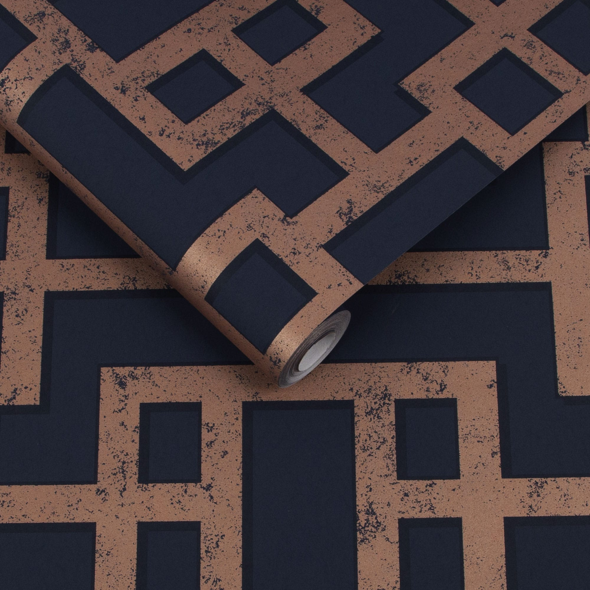 Graham & Brown  vliesbehang  Rendo Blue & Copper Graham & Brown  vliesbehang  Rendo Blue & Copper