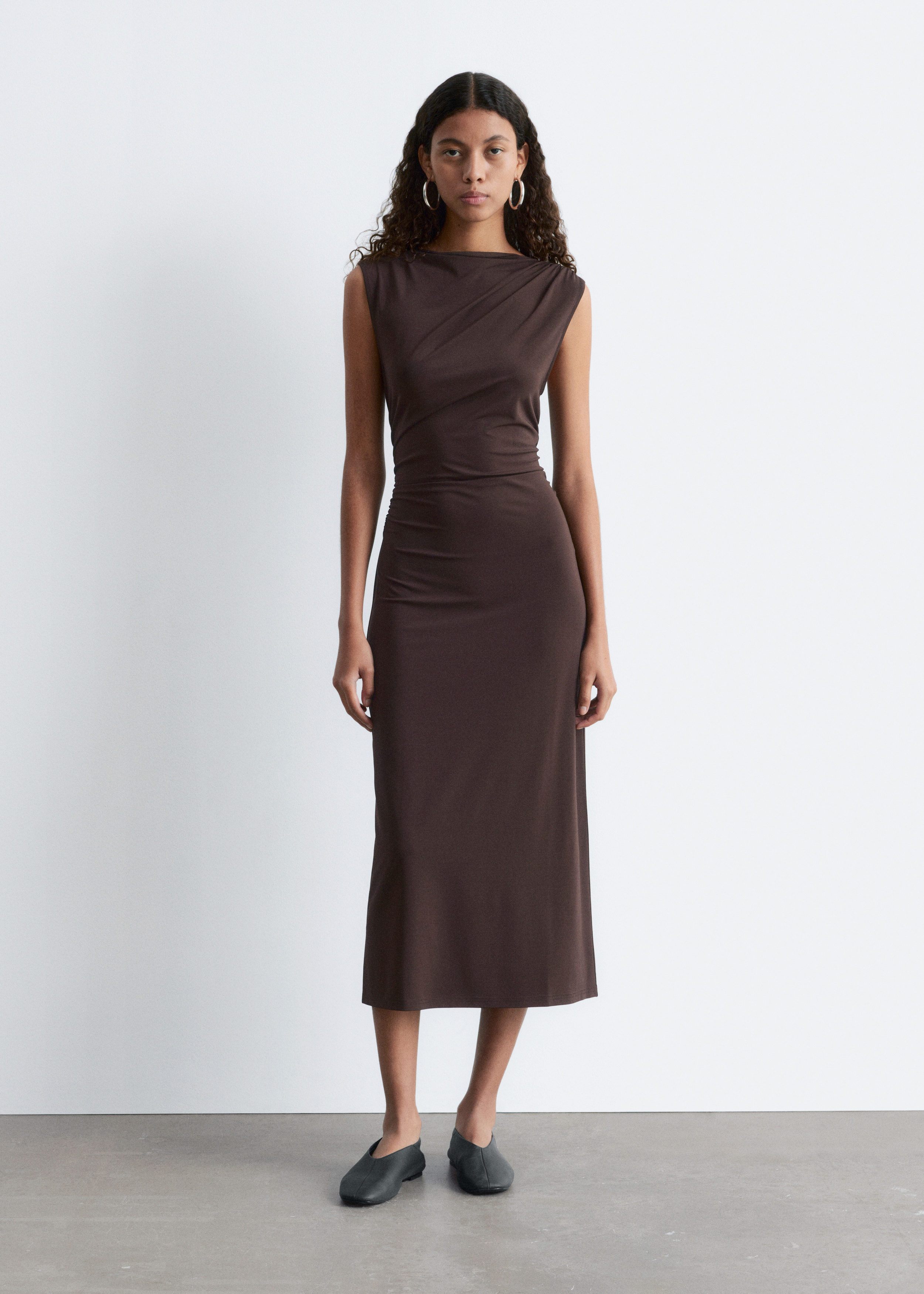 & Other Stories SLEEVELESS DRAPED MIDI DRESS
