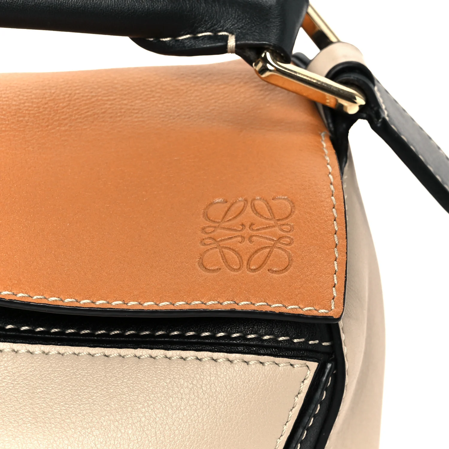 Calfskin Small Puzzle Bag Amber Light Oat Black - Top Club