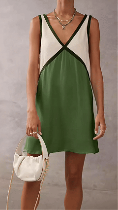 Women's Color-Block V-Neck Sleeveless Dress - Nordfashionstorm - Women's Clothing, Fashion for You - Nordfashionstorm.com