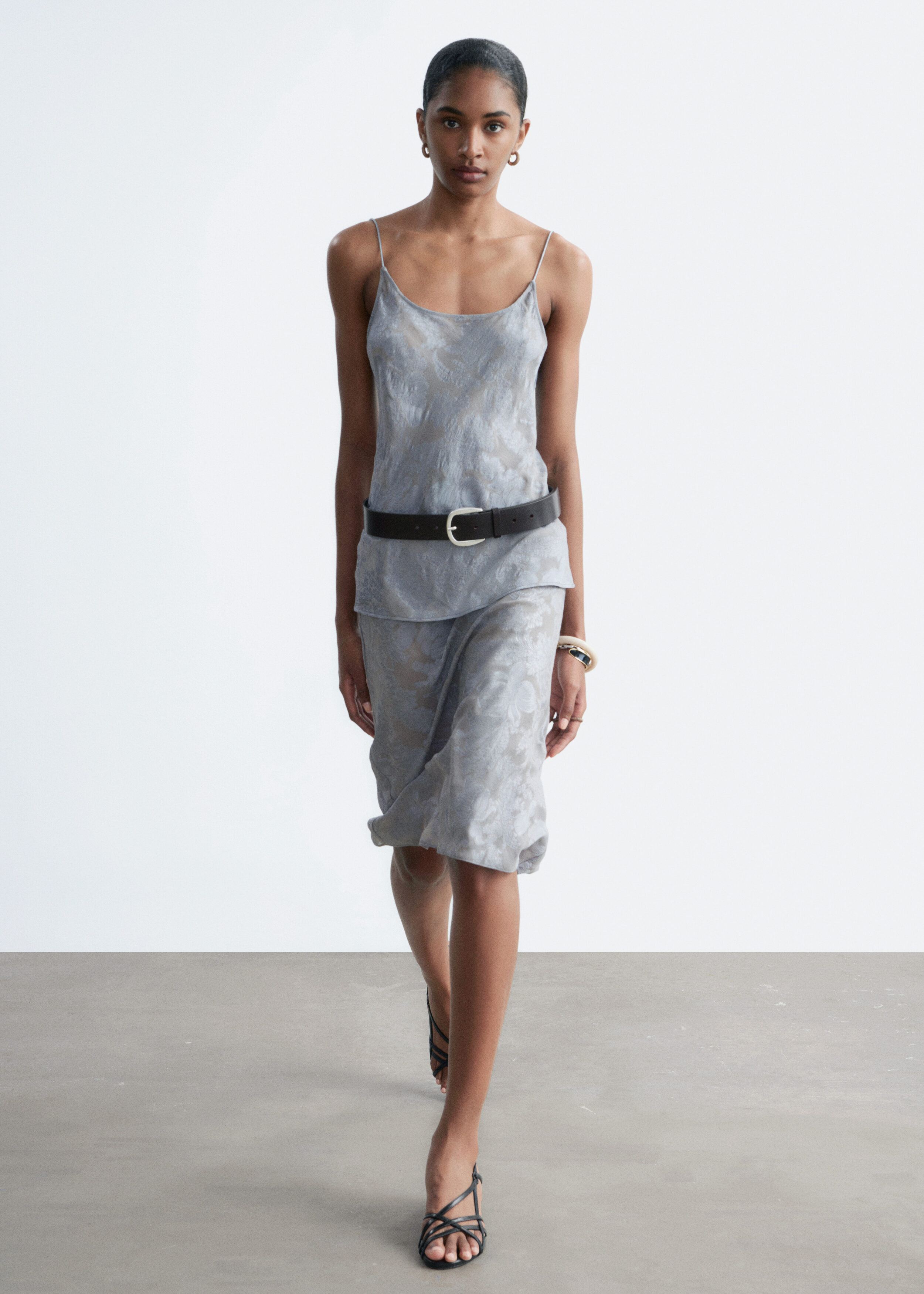 & Other Stories VISCOSE-SILK FJACQUARD MIDI SKIRT