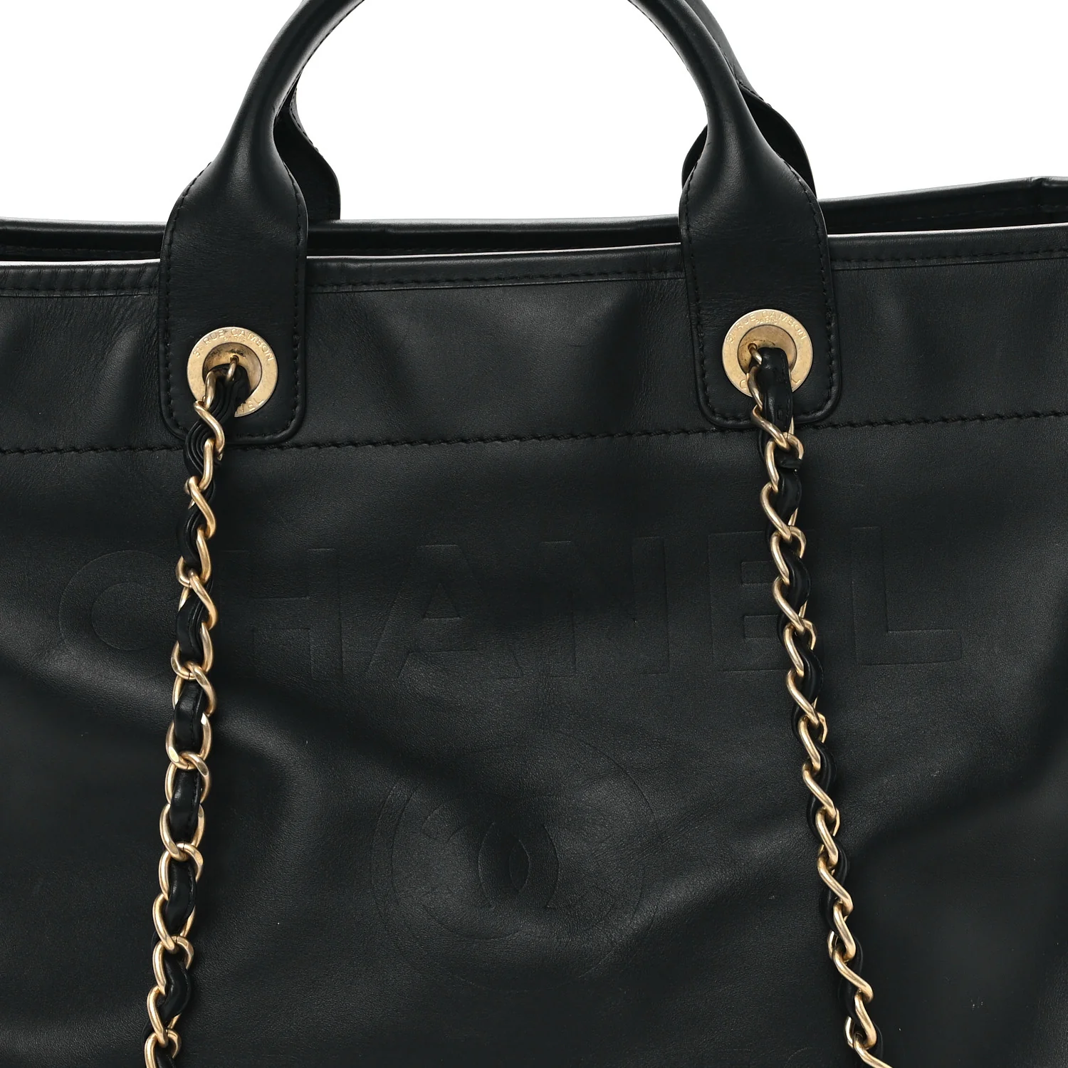 Calfskin Medium Deauville Tote Black - Top Club