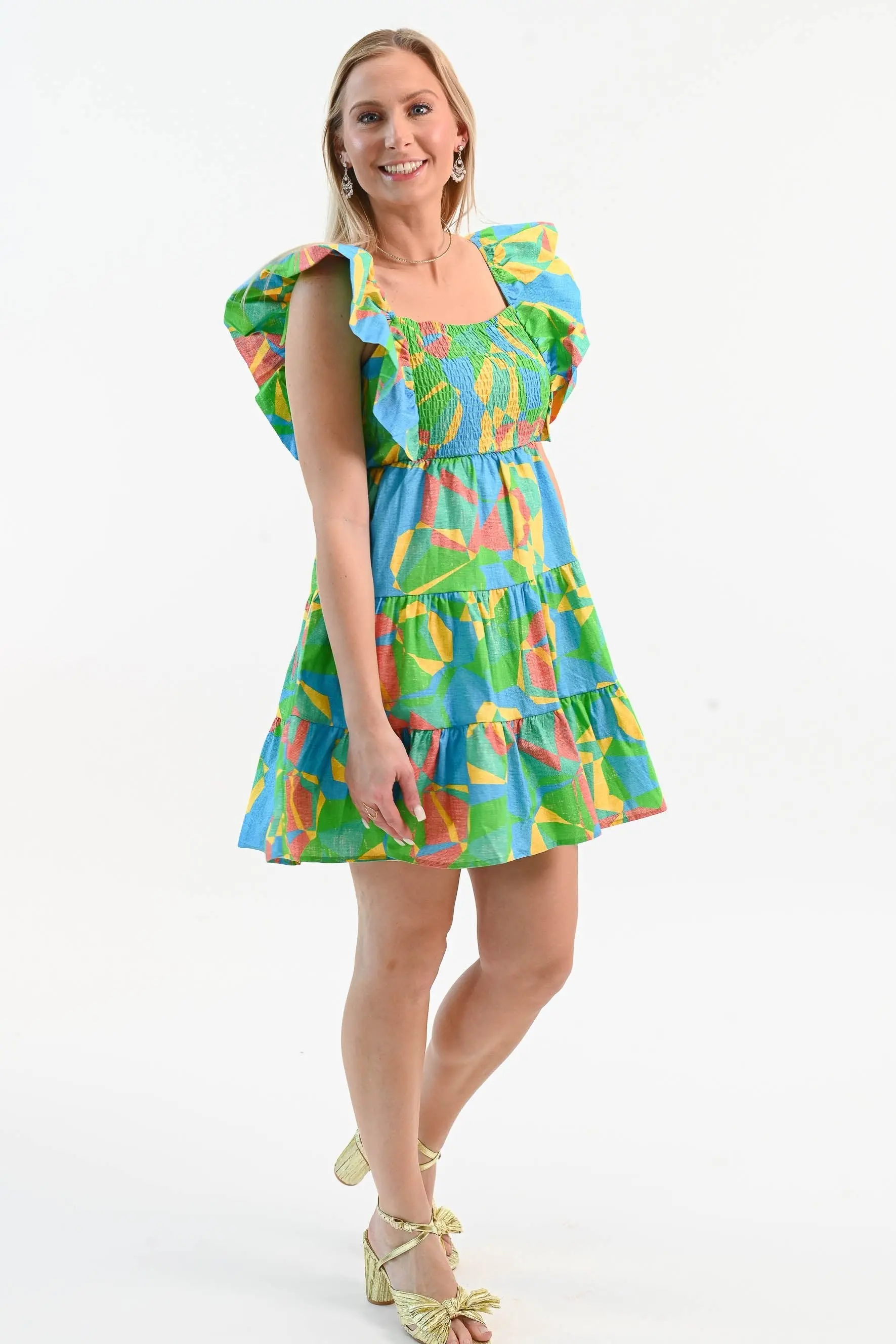Radiant As Always Flutter Sleeve Dress - ALJEGJ