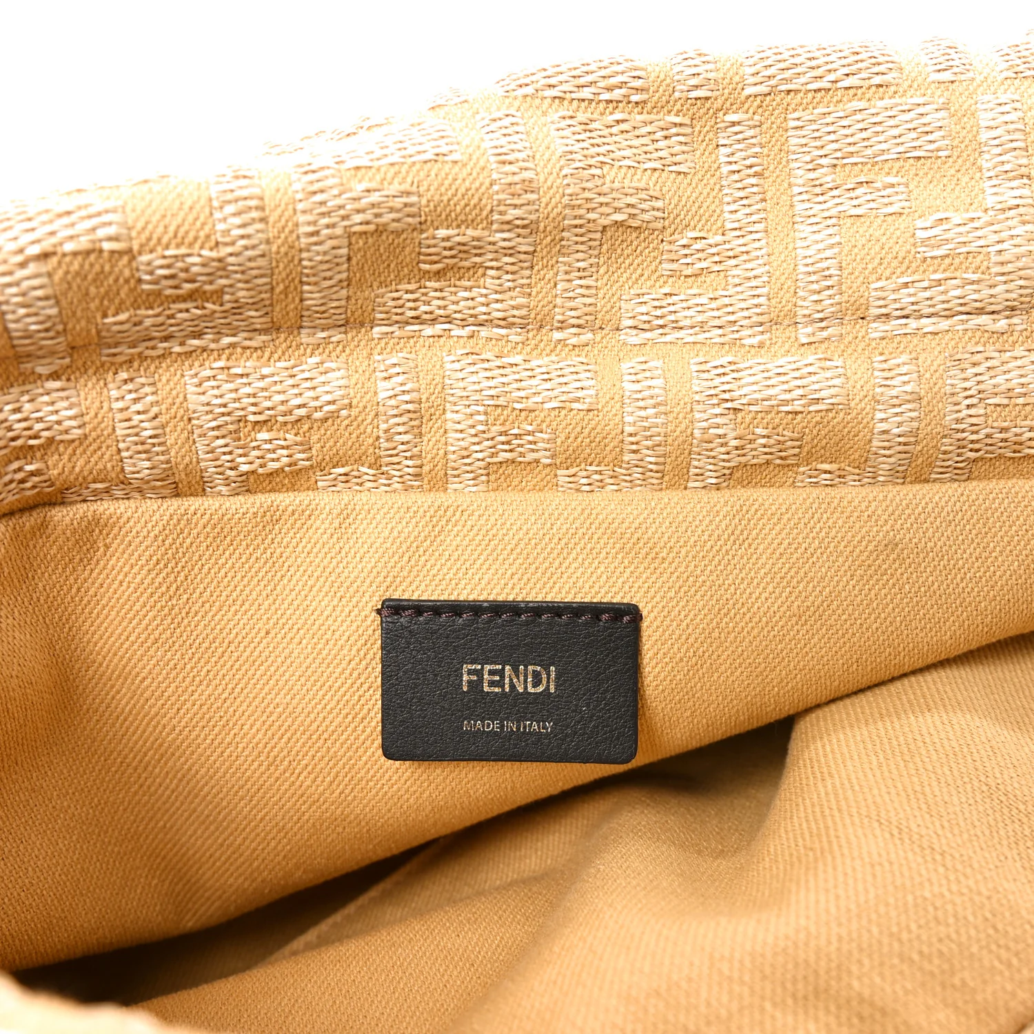 Fabric Jacquard Raffia Straw Fringe Medium Mamma Baguette Beige - Top Club