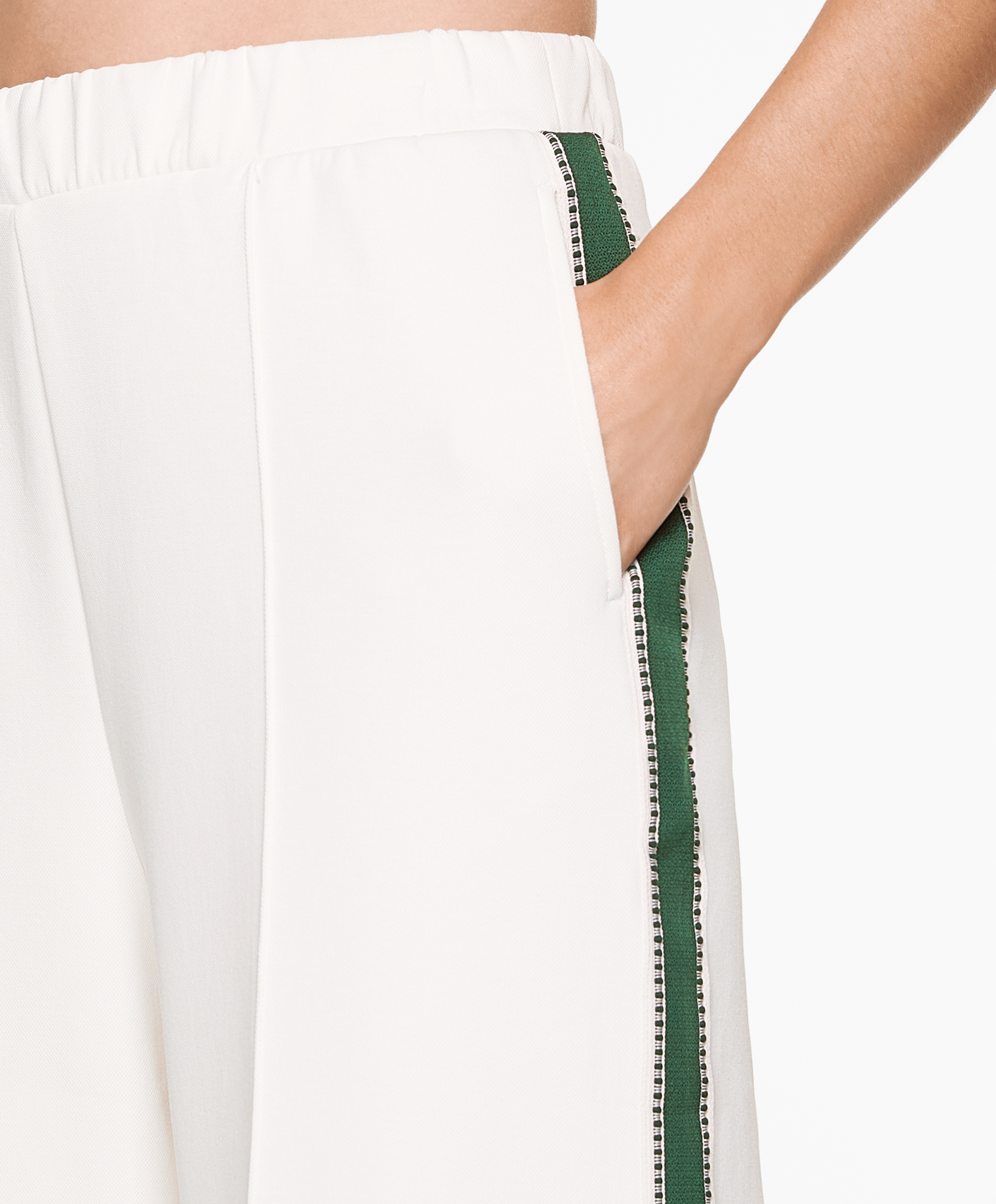 OYSHO Cotton blend piqué straight-leg trousers