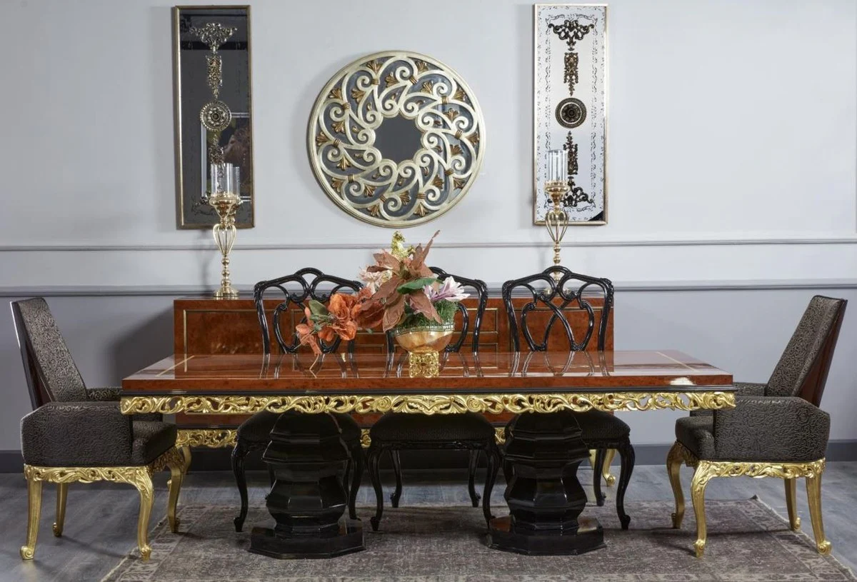 Luxury Baroque Dining Room Chair Gray / Black H. 116 cm - Baroque Dining Room Furniture