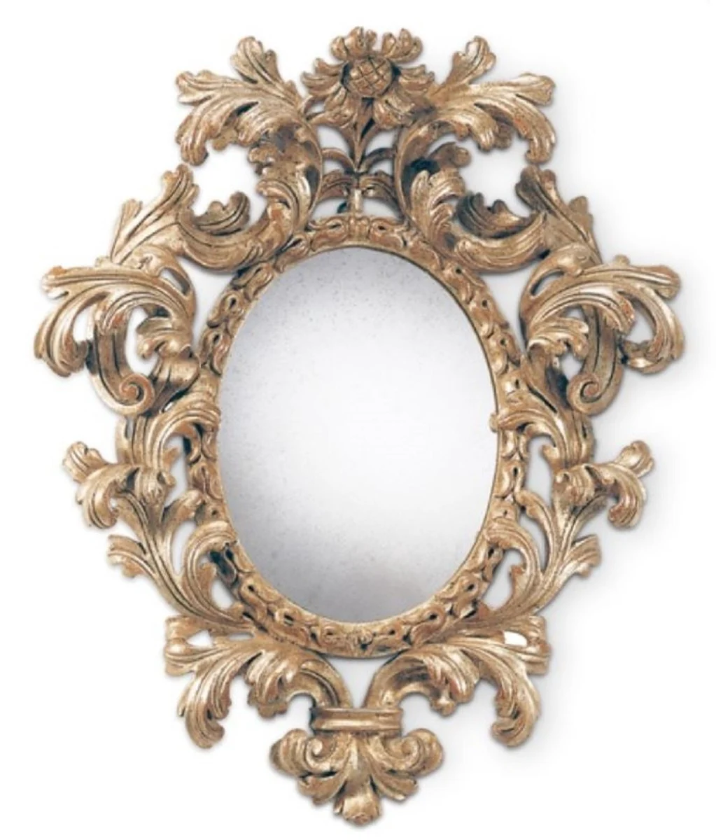 Luxury Baroque Mirror Antique Gold - Oval Italian Baroque Style Wall Mirror with Antique Mirror Glass - Luxury Furniture in Baroque Style - Baroque Furniture - Luxury Quality - Made in Italy