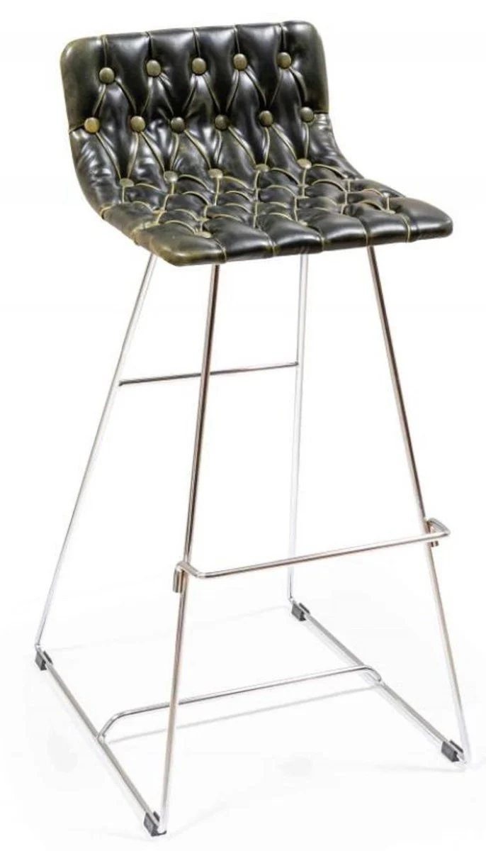 Luxury bar chair set black / gold / silver 37 x 33 x H. 90 cm - Modern bar chairs with faux leather - Garden catering bar furniture