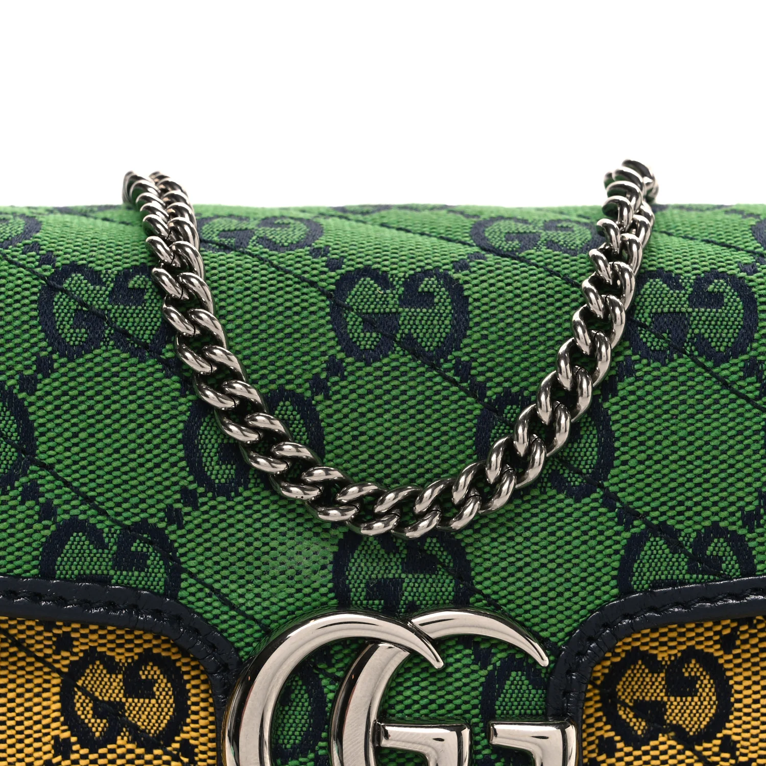 Monogram Multicolor Matelasse Diagonal Super Mini GG Marmont Shoulder Bag Green Blue Yellow Light Blue Pink - Top Club