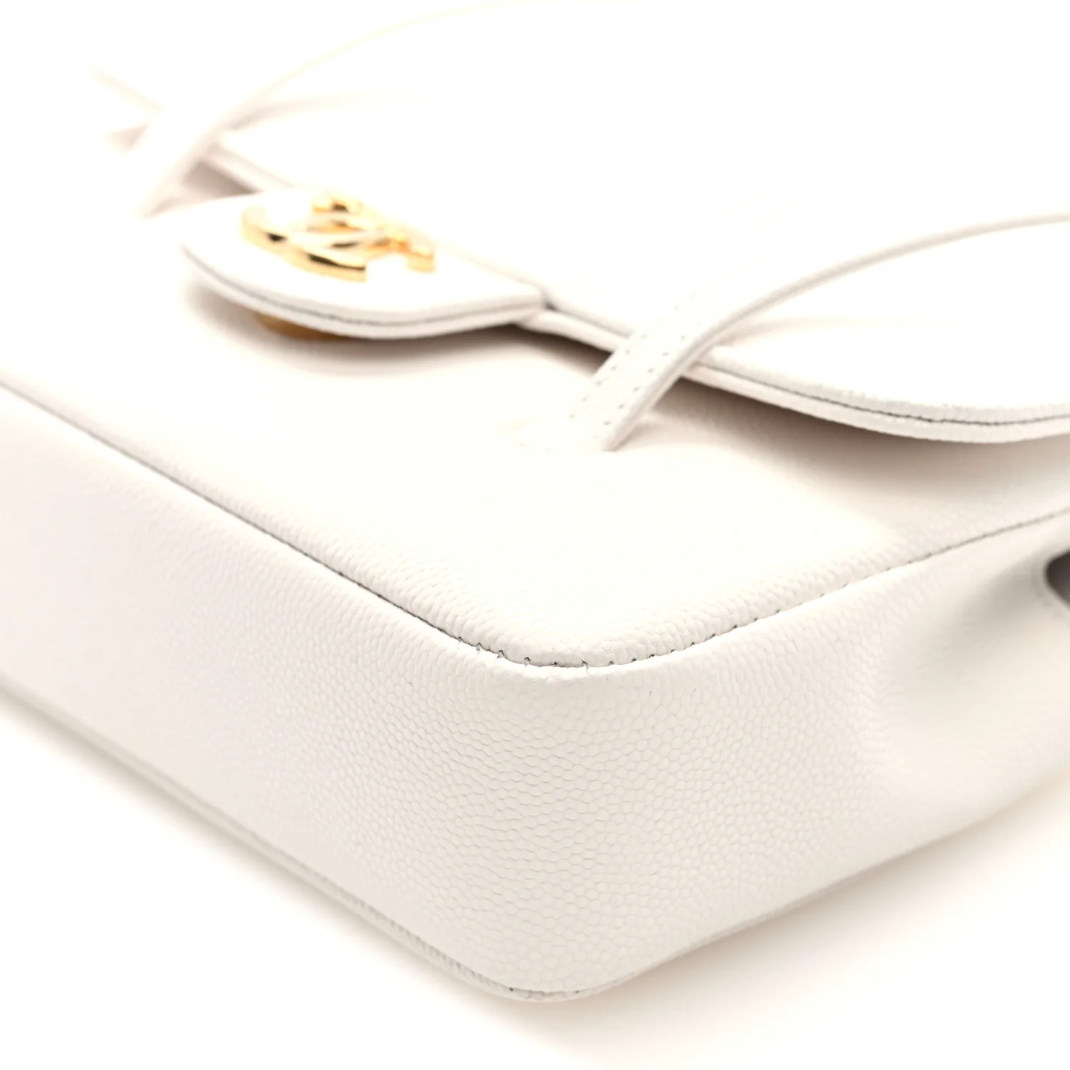 Shiny Caviar Mini Preppy Coco Shoulder Bag White - Top Club