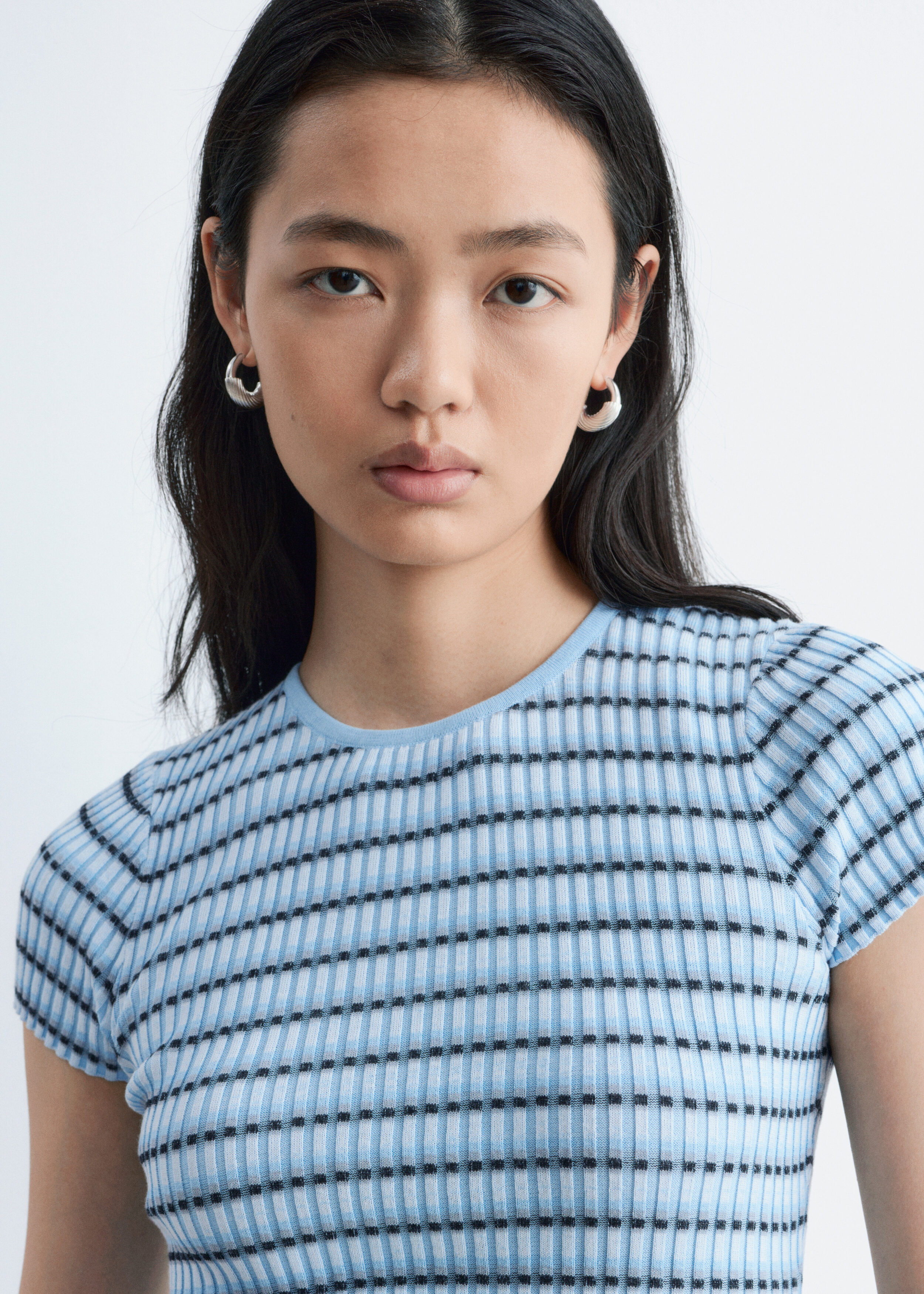 & Other Stories STRIPED RIB-KNIT T-SHIRT