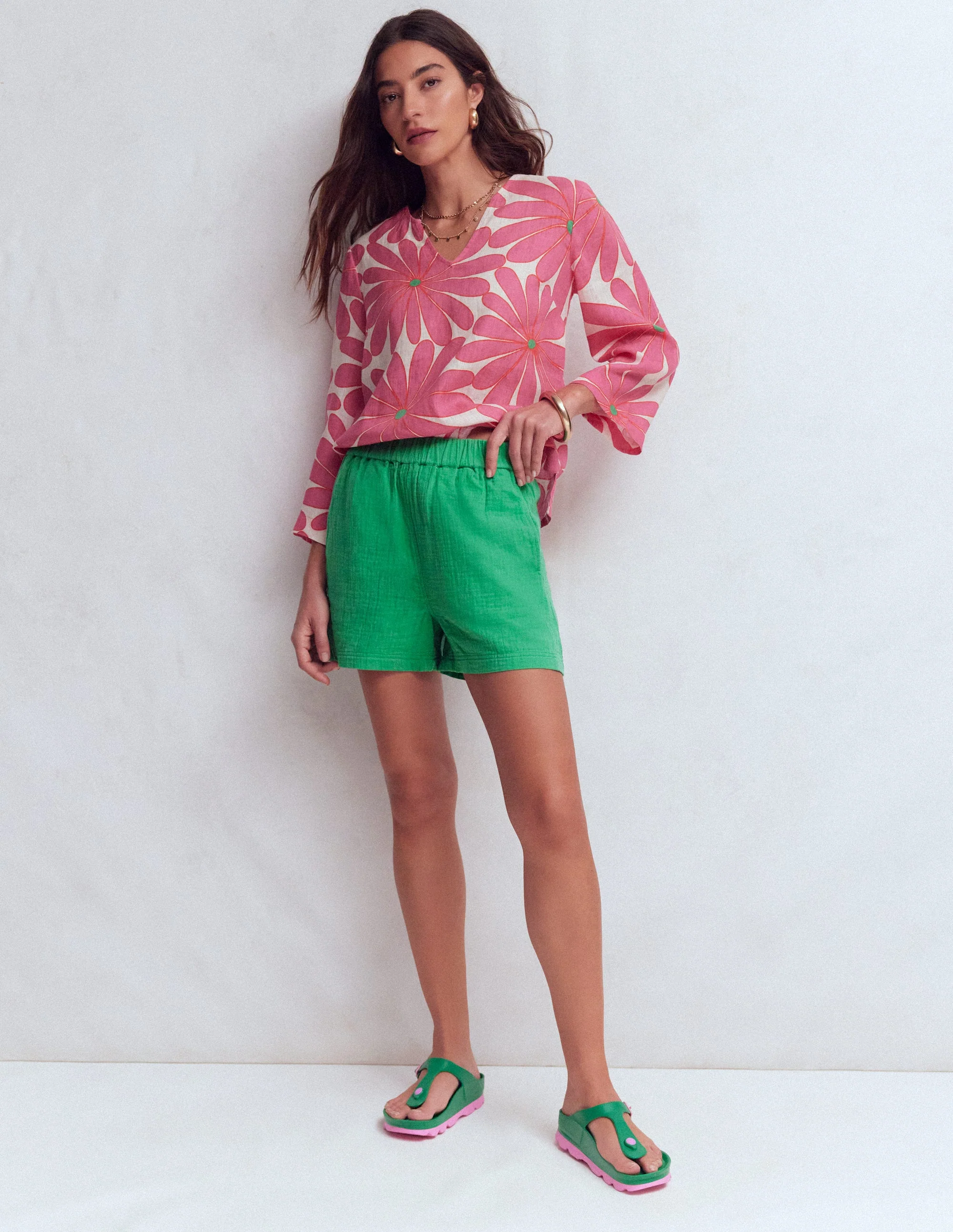 Caprihose-Sattes Smaragdgrün, Vichykaro