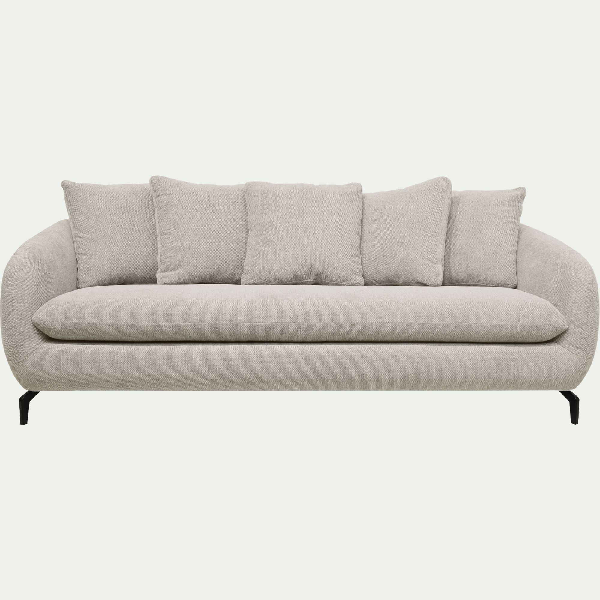 COLINE - Canapé fixe 4 places en tissu tramé piétement noir - beige roucas