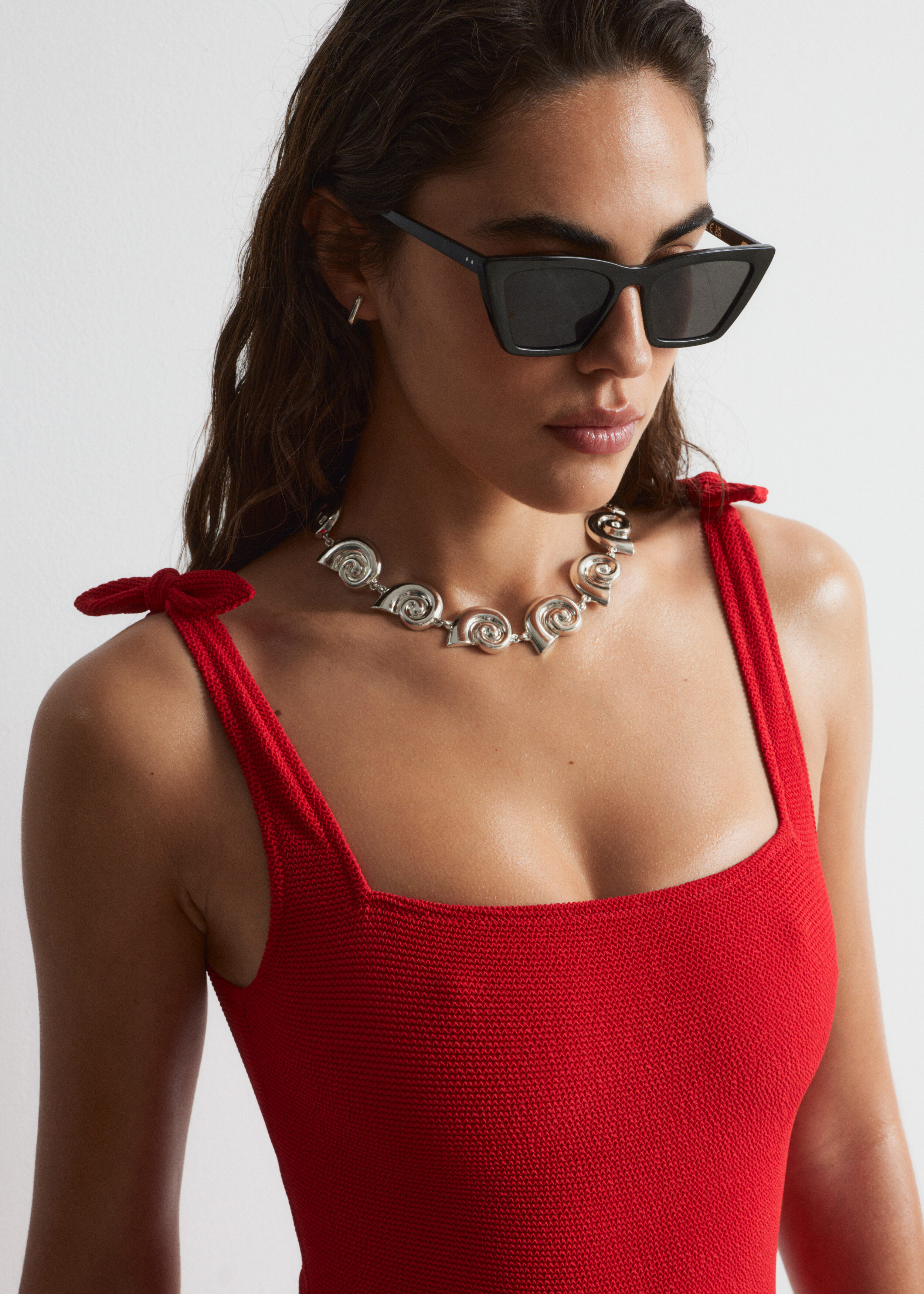 & Other Stories TEXTURED BOW TIE SWIMSUIT