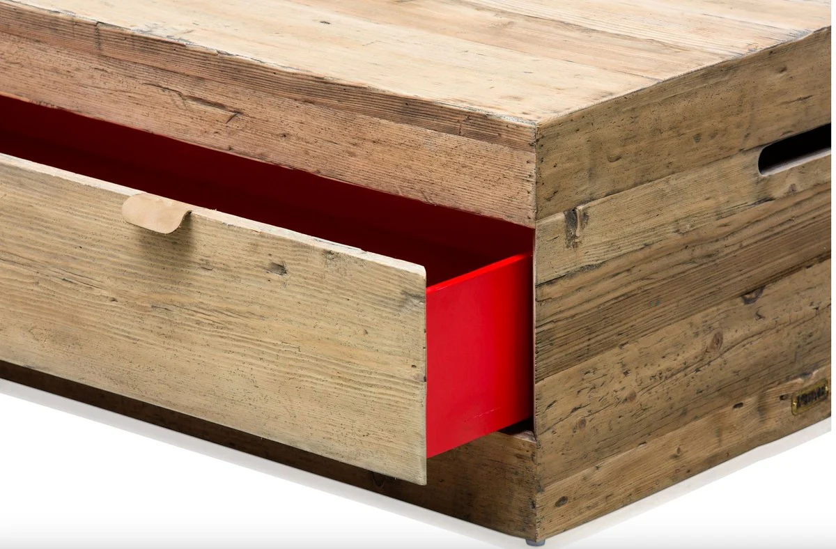 Country house style coffee table with drawer natural colors 130 x 80 x H. 40 cm - living room furniture in country house style