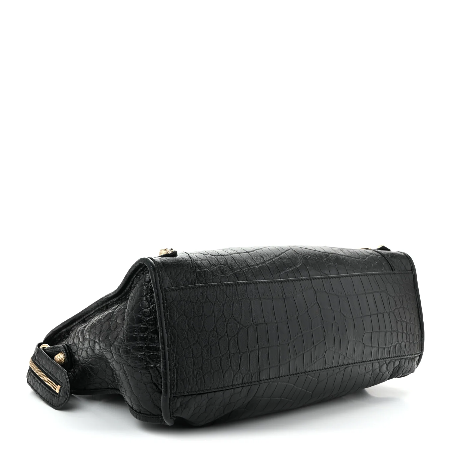 Calfskin Crocodile Embossed Giant 12 Gold Hardware City Black - Top Club