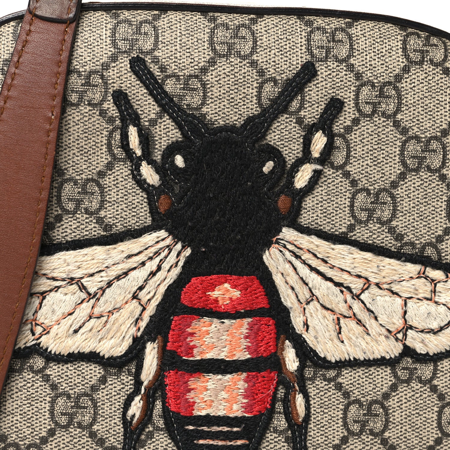 GG Supreme Monogram Bee Embroidered Mini Chain Shoulder Bag Beige Tuscany - Top Club