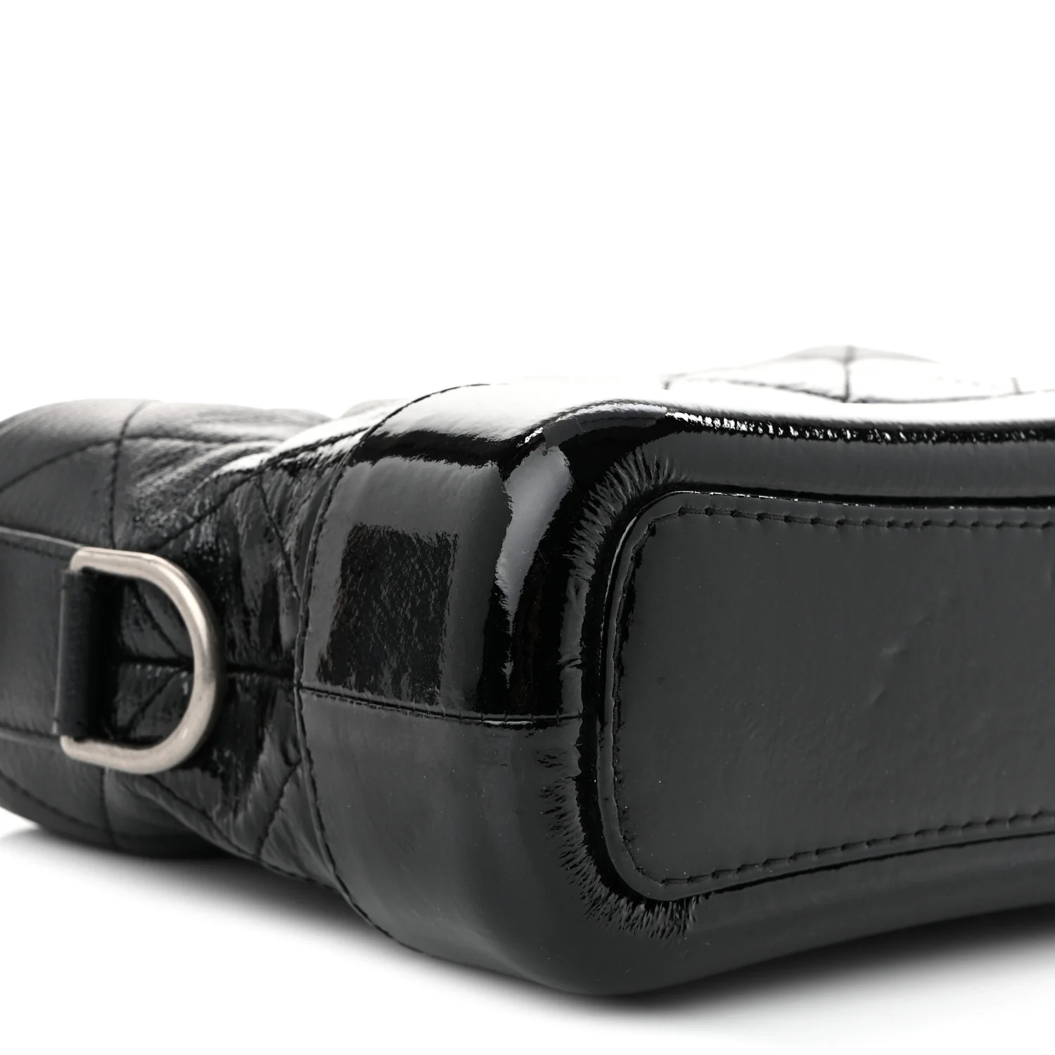 Patent Goatskin Quilted Small Gabrielle Hobo Black - Top Club