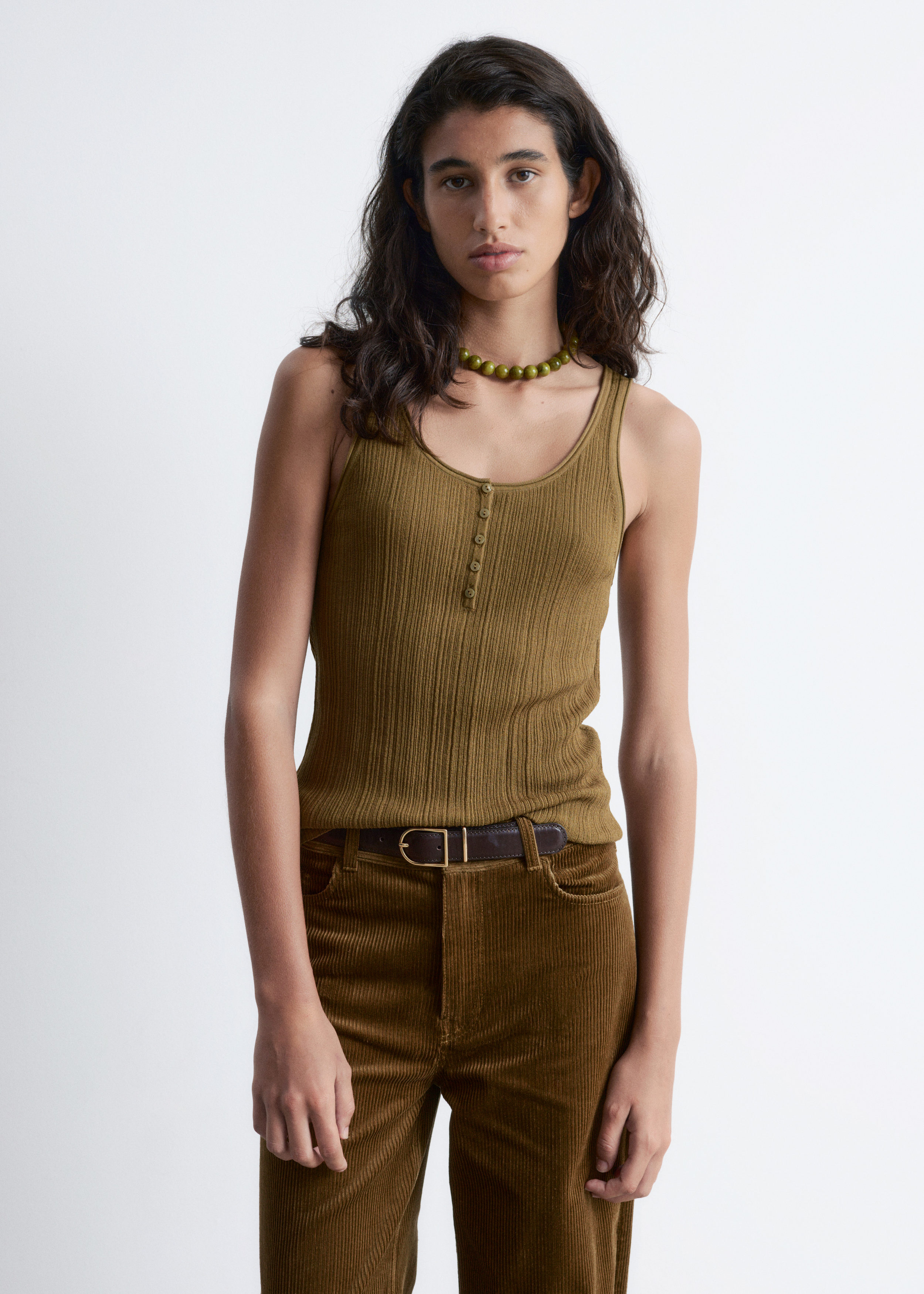 & Other Stories SCOOP-NECK RIB-KNIT TANK TOP