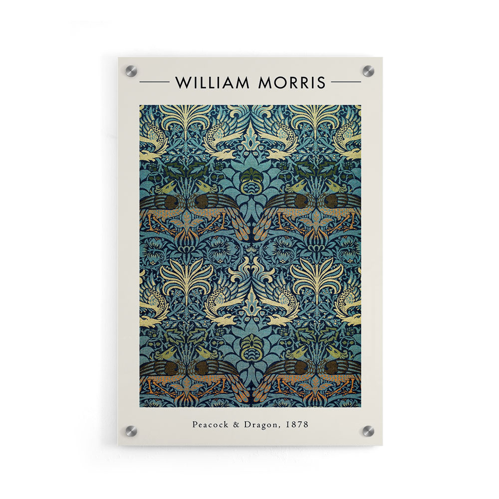 Walljar plexiglas schilderij - William Morris - Peacock and Dragon Plexiglas schilderij - 150 x 225 cm