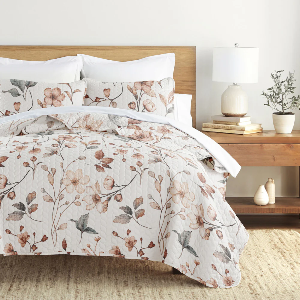 Russet Floral Quilted Coverlet Set - Sale