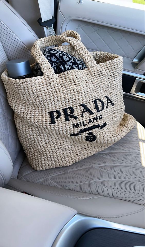 Prada Raffia Bag Handbag Beach Bag for Summer - Top Club
