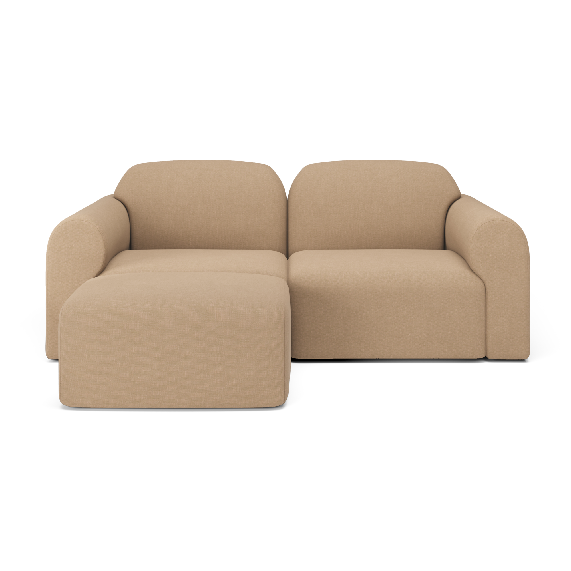 2-zitsbank Bulky met hocker light sepia