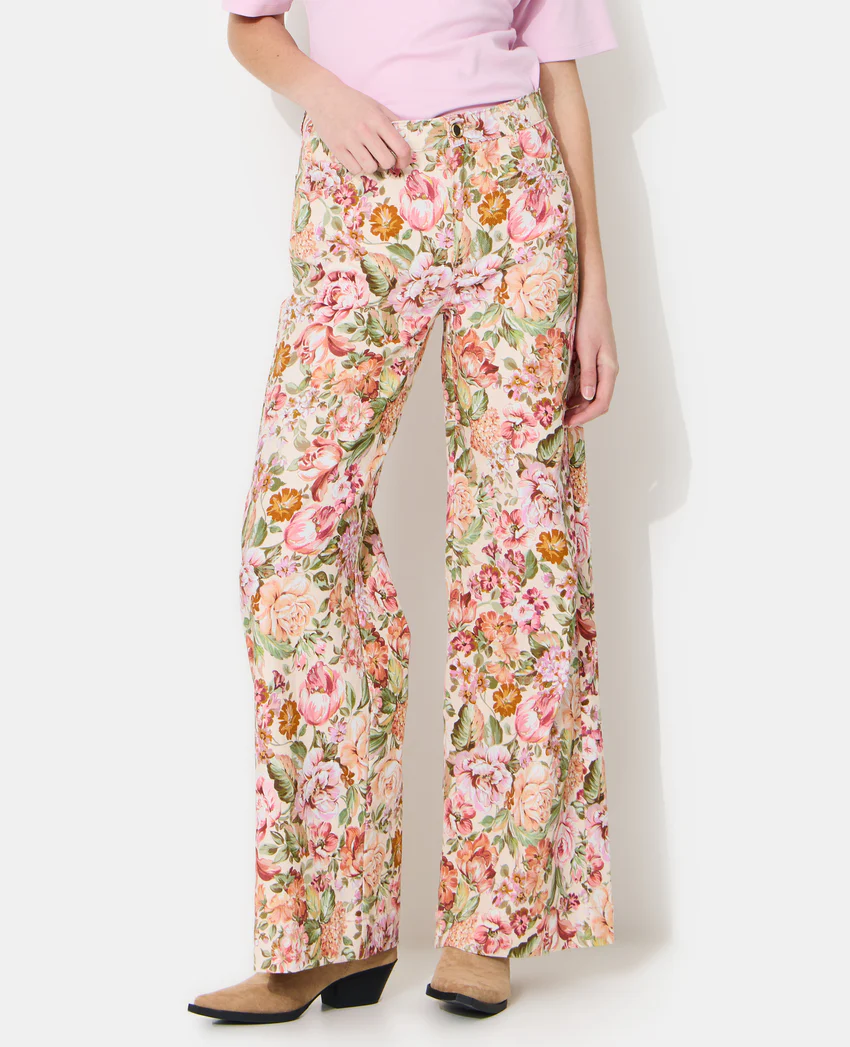 Pimkie Pantalon droit motif fleurs façon tapisserie