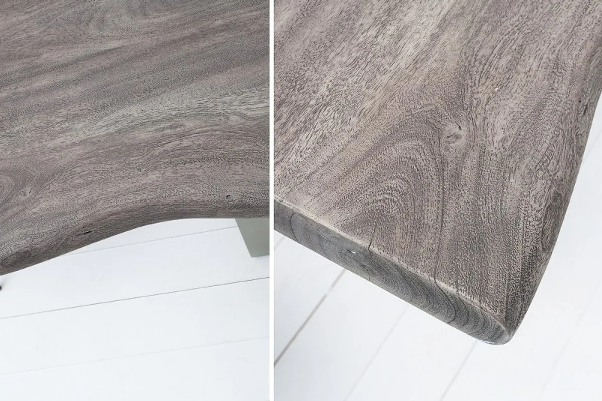 Designer solid wood dining table gray - acacia - 200 x 100 x H.77 cm - made of solid acacia wood