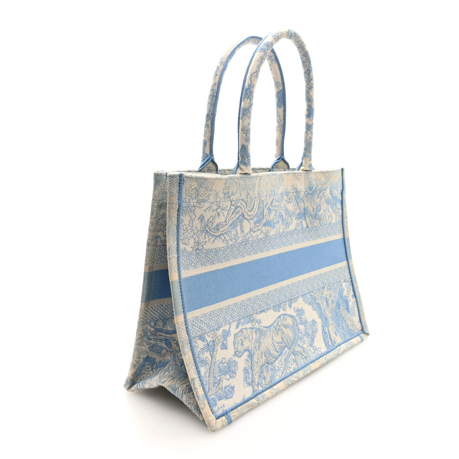 Canvas Embroidered Medium Dioriviera Toile De Jouy Book Tote Light Blue - Top Club