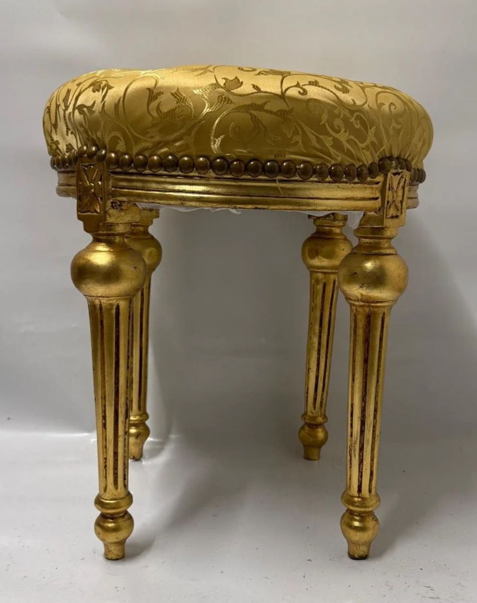 Baroque stool gold / antique gold H. 54 cm - Round baroque style stool