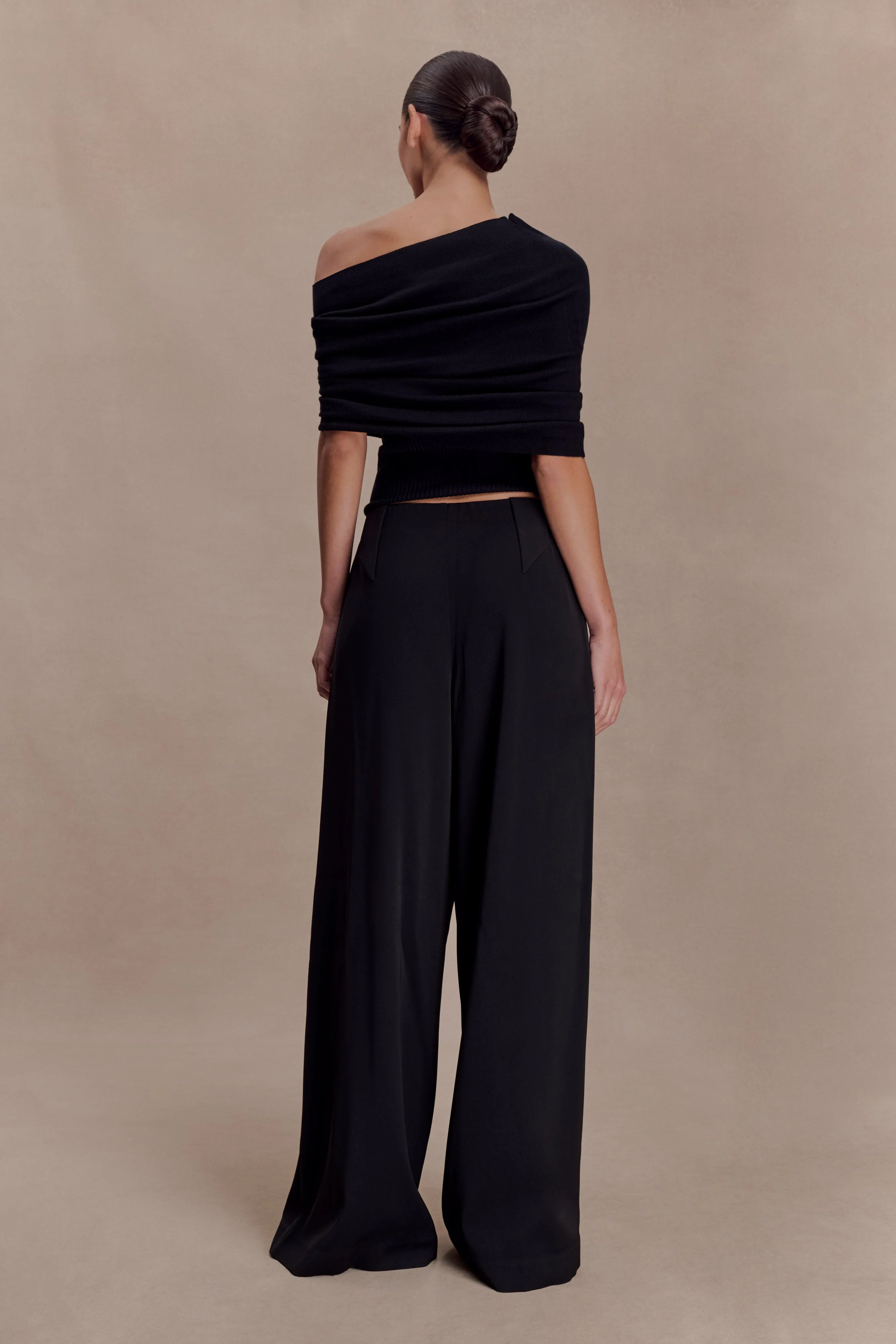 Sierra Asymmetrical Cashmere Blend Knit Top - Black