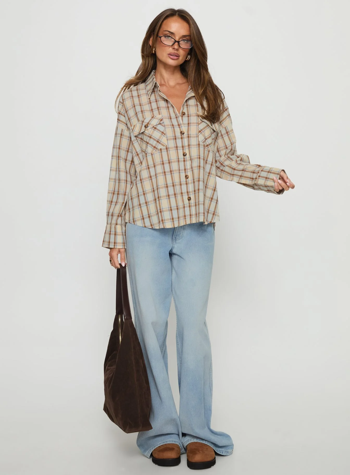 Sweet Summer Flannel Top Blue Check