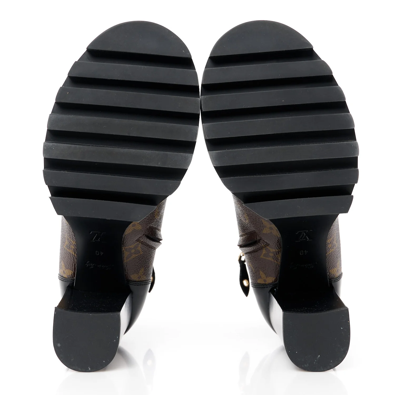 Patent Calfskin Monogram Star Trail Ankle Boots 40 Black - Top Club