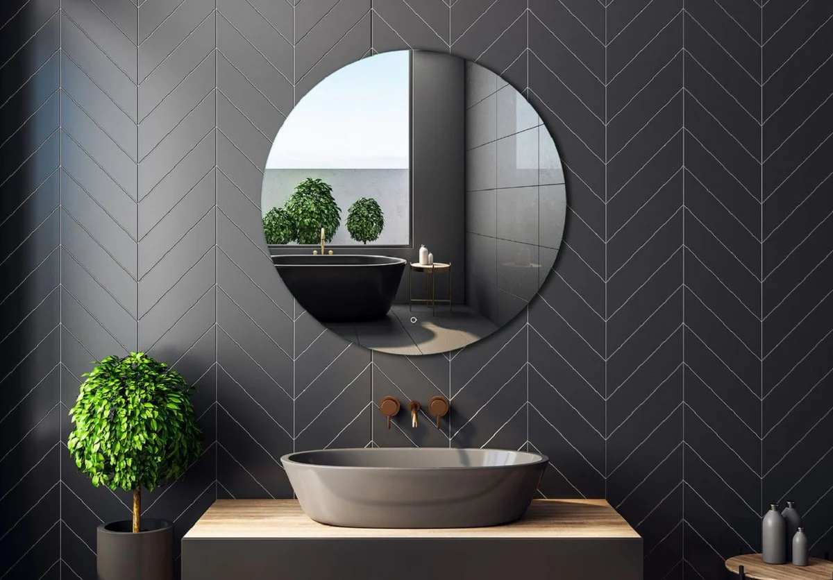 Luxury bathroom mirror Ø 60 cm - Round wall mirror with LED lighting - Bathroom furniture - Bathroom accessories