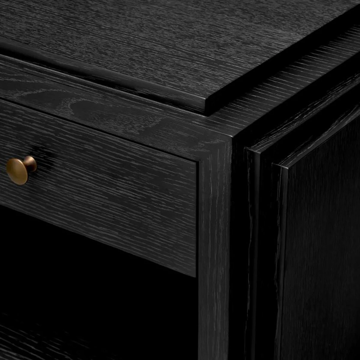 Luxury bedside table anthracite gray / brass 58 x 42.5 x H.57 cm - Bedroom side table with drawers - Luxury bedroom furniture