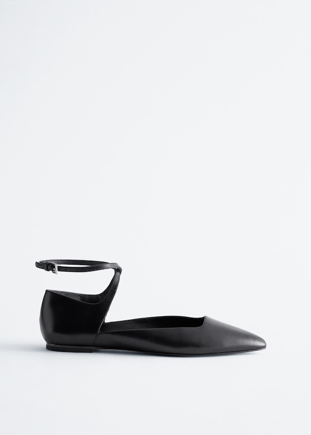& Other Stories LEATHER CROSS-STRAP BALLET FLATS