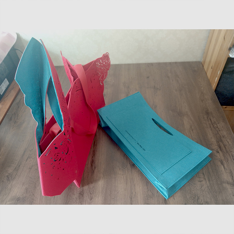 Handmade Laser Cut Rabbit Felt Tote Bag Custom Chinese New Year Animal Shape Paper-cu Design Handbag