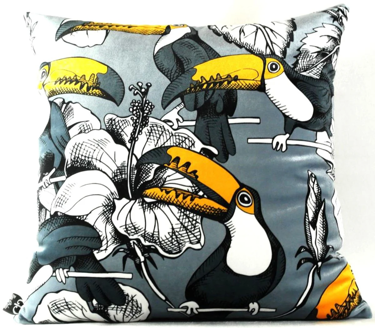 Luxury cushion Toronto Parrots gray / multicolored 45 x 45 cm - finest velvet fabric - luxury quality
