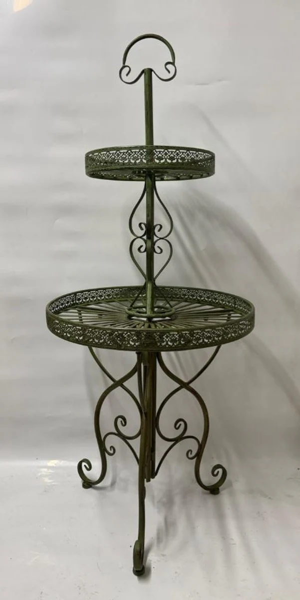 Art Nouveau metal flower stand antique green H. 140 cm - garden decoration
