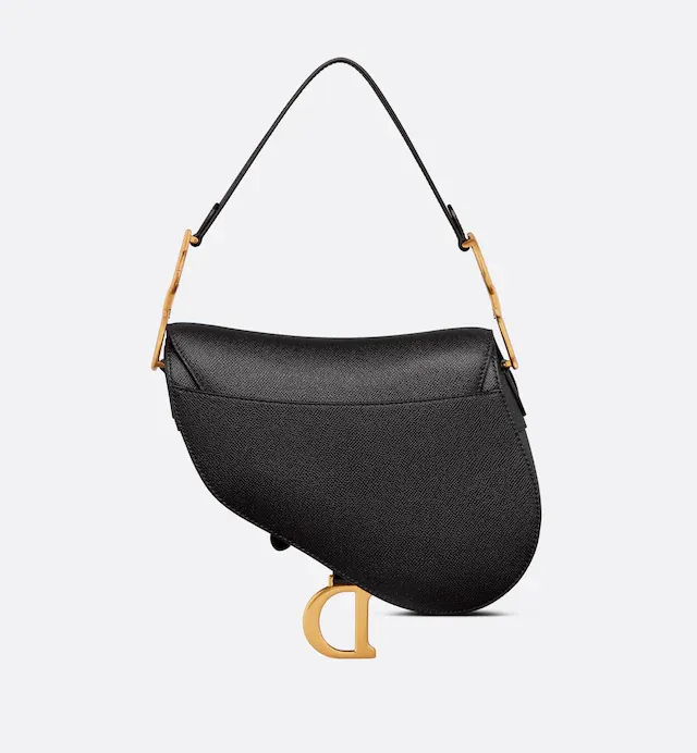 CHRISTIAN D Grained Calfskin Saddle Bag Black - Top Club