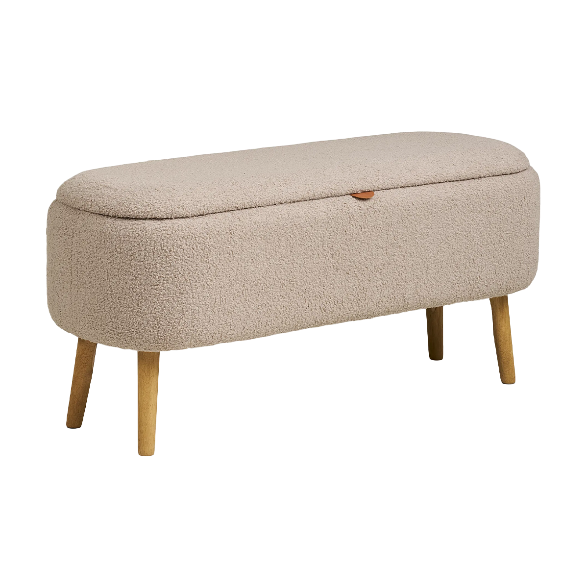 Bankje Rebecca met opbergruimte beige bouclé 95x45 cm